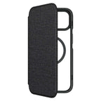Hybrid Fold + Snap - Apple iPhone 14 Plus Wallet Case MagSafe Compatible - Clear Black, Front View of the Case Without Phone and front cover half opened