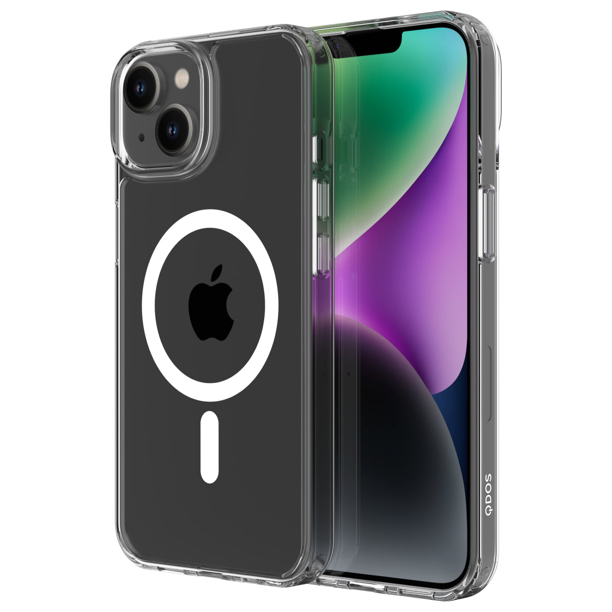 Hybrid Force + Snap - Apple iPhone 14, iPhone 13 Case MagSafe Compatible - Clear, Side and Back View with Screen Display