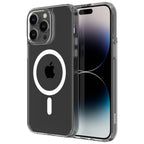 Hybrid Force + Snap - Apple iPhone 14 Pro Case MagSafe Compatible - Clear, Side and Back View with Screen Display