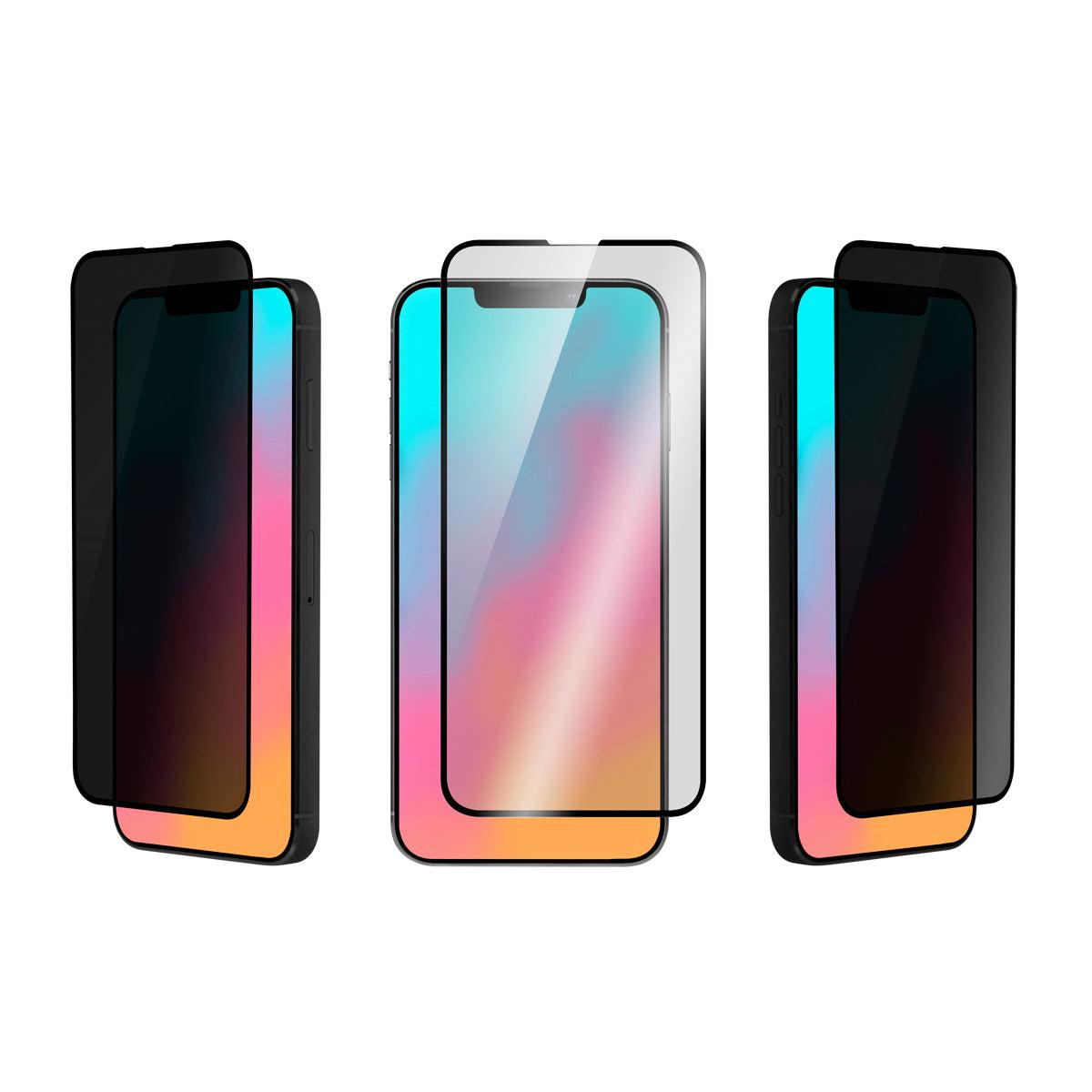 OptiGuard Glass Privacy - iPhone 14 / iPhone 13 / iPhone 13 Pro Privacy Screen Protector - Privacy Black