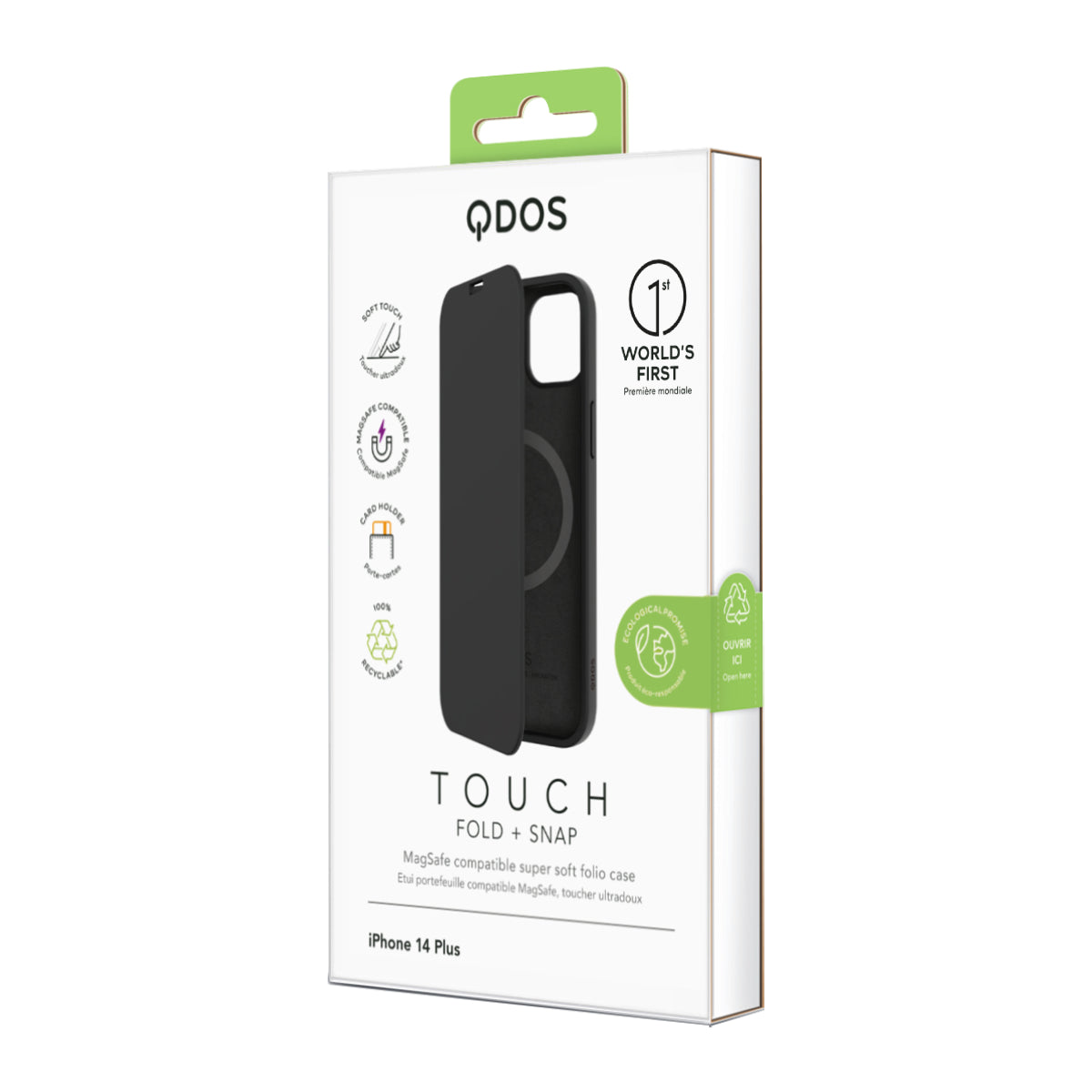 Touch Fold + Snap - iPhone 14 Plus Wallet Case MagSafe Compatible - Black