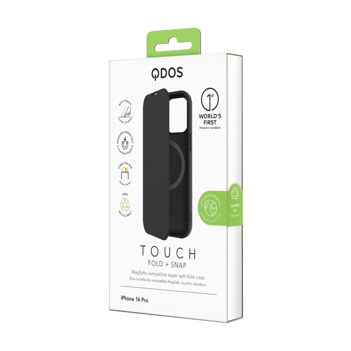 Touch Fold + Snap - iPhone 14 Pro Wallet Case MagSafe Compatible - Black