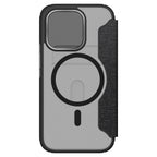 Hybrid Fold + Snap - Apple iPhone 14 Pro Max Wallet Case MagSafe Compatible - Clear Black, Rear View Frosted  Back Without Phone